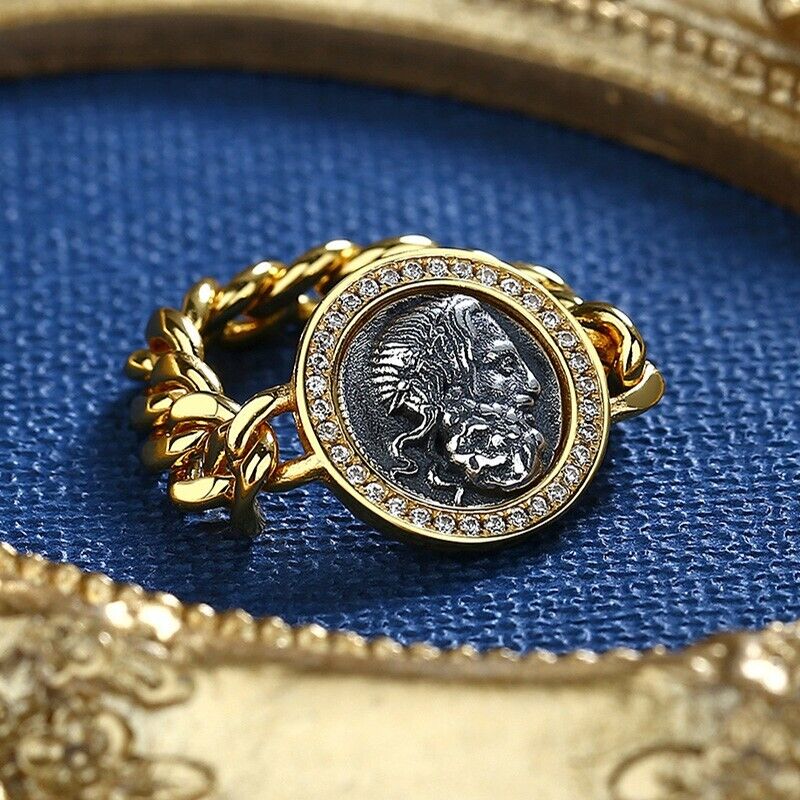 Anneau de pièce de monnaie romaine Poséidon grec R1009