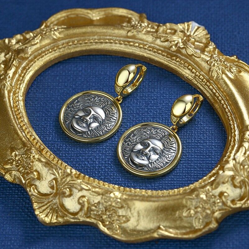 Boucles d'oreilles en pièces de monnaie grecques souriantes Apollo E1035