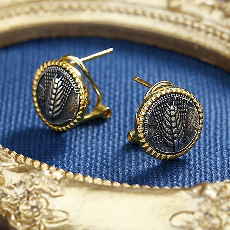 Boucles d’oreilles en pièces de monnaie grecques en épis de blé E1030