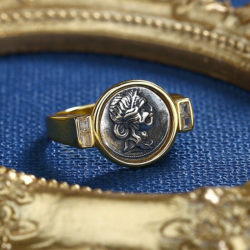 Bague César avec pièce de monnaie romaine R1032