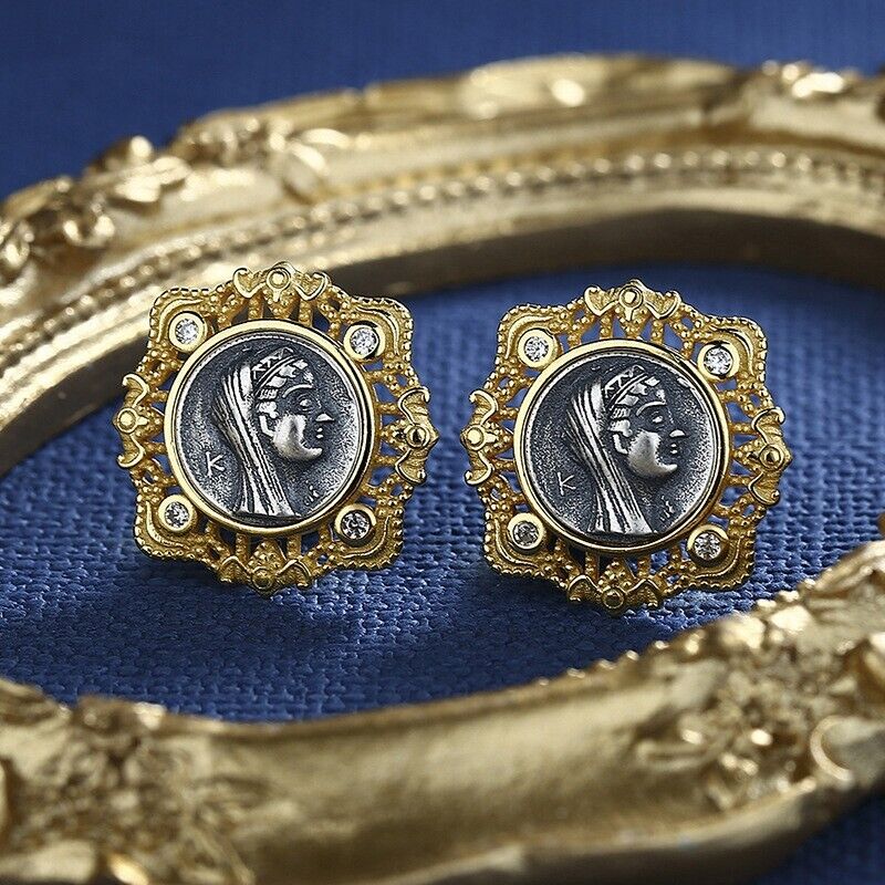 Boucles d'oreilles en pièces de monnaie grecques Arsinoe II E1000