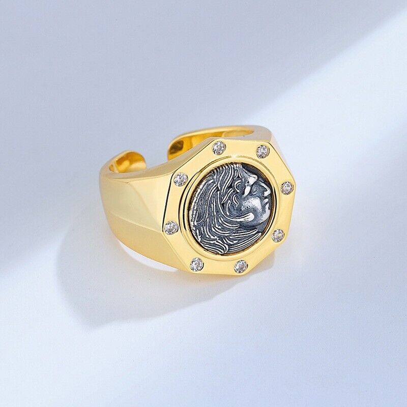 Bague de pièce de monnaie grecque Hercules R1038