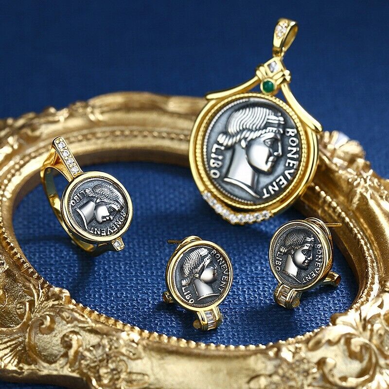 Boucles d'oreilles en pièces de monnaie romaines Denarius Scribon E1047