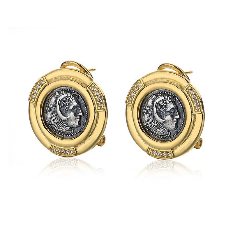 Boucles d'oreilles Hercules en pièces de monnaie grecques E1029