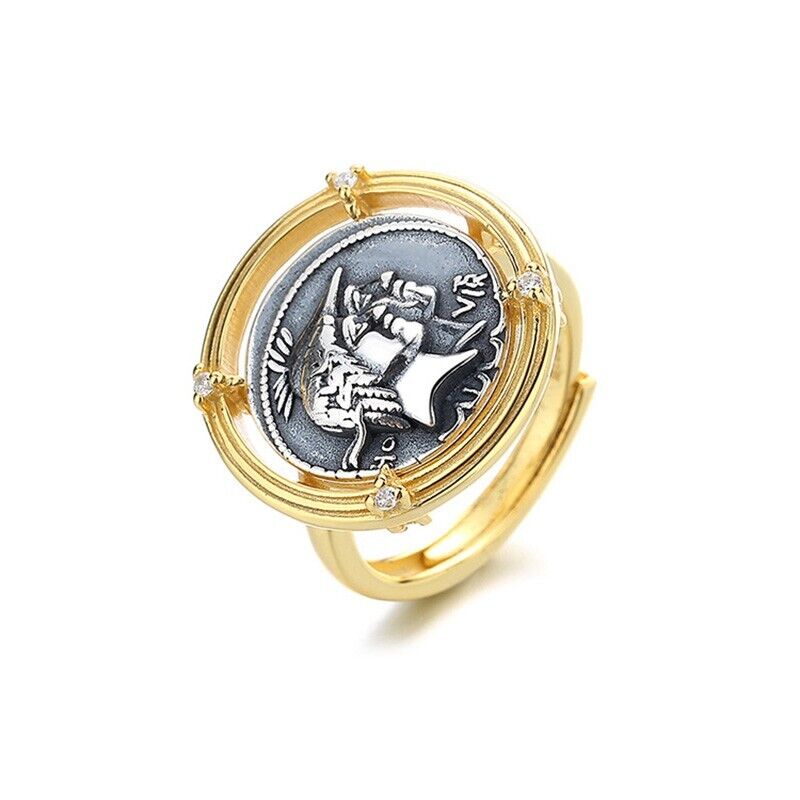 Bague de pièce de monnaie grecque antique Athéna R1047