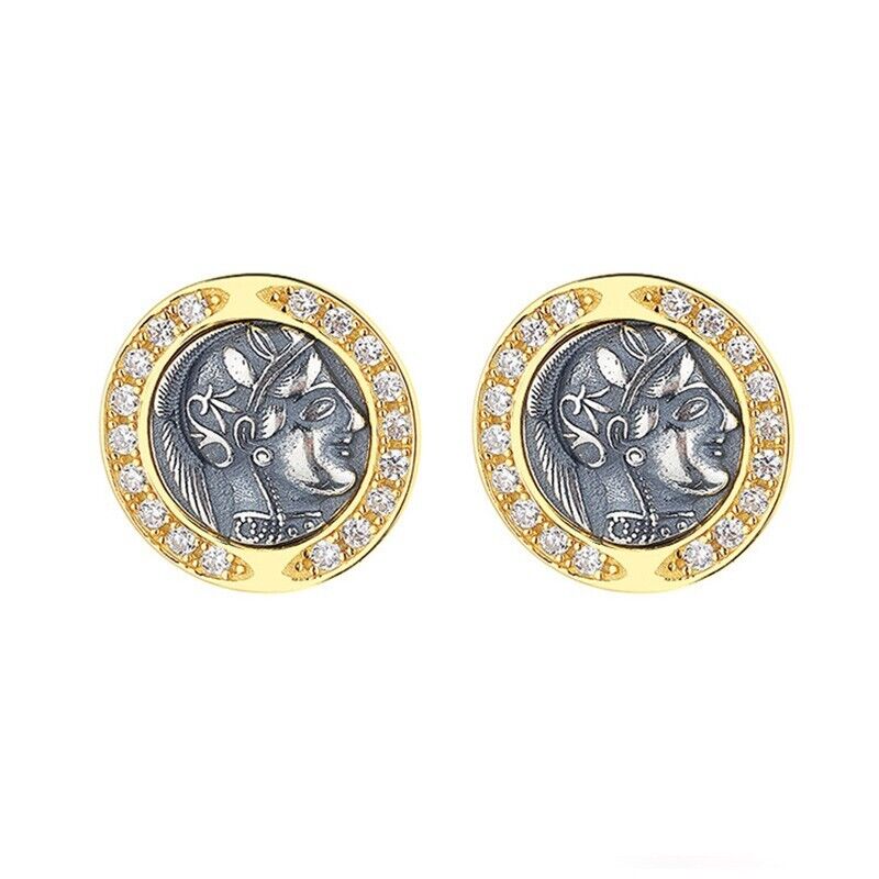 Boucles d'oreilles en pièces de monnaie grecques Athéna E1056