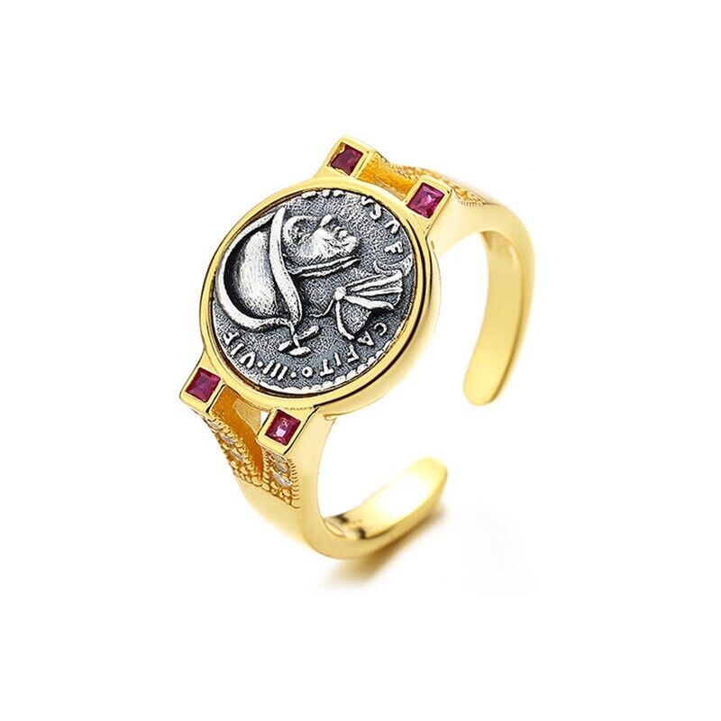 Bague avec pièce de monnaie antique de Mars, R1060