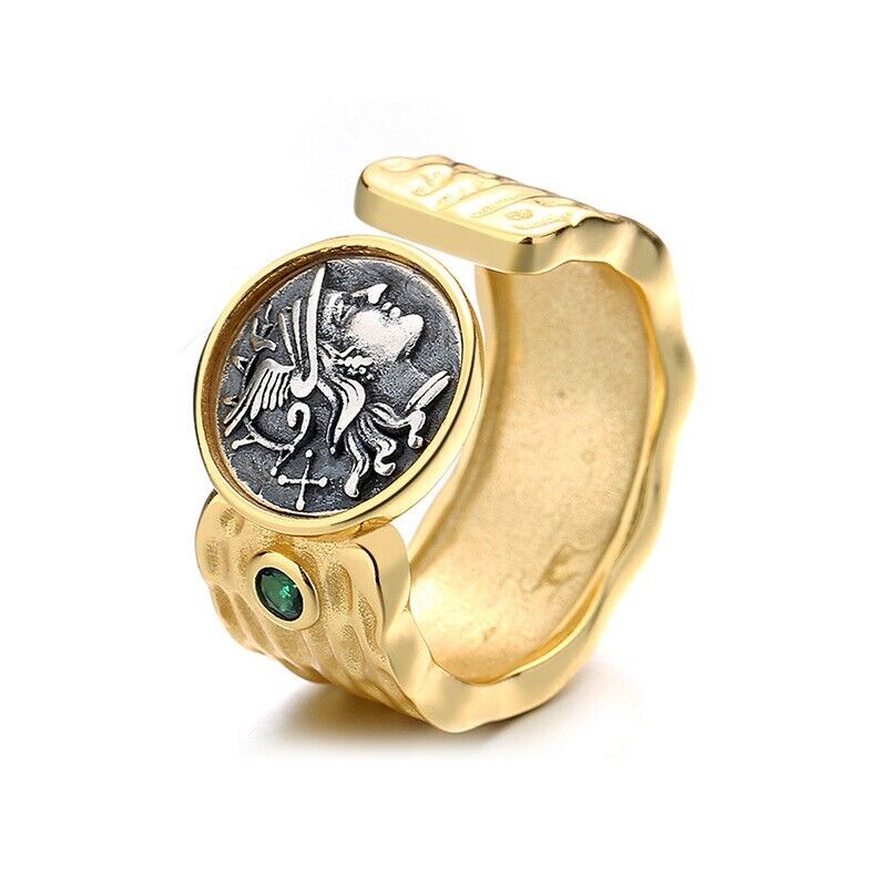 Bague large pièce de monnaie romaine battue R1004
