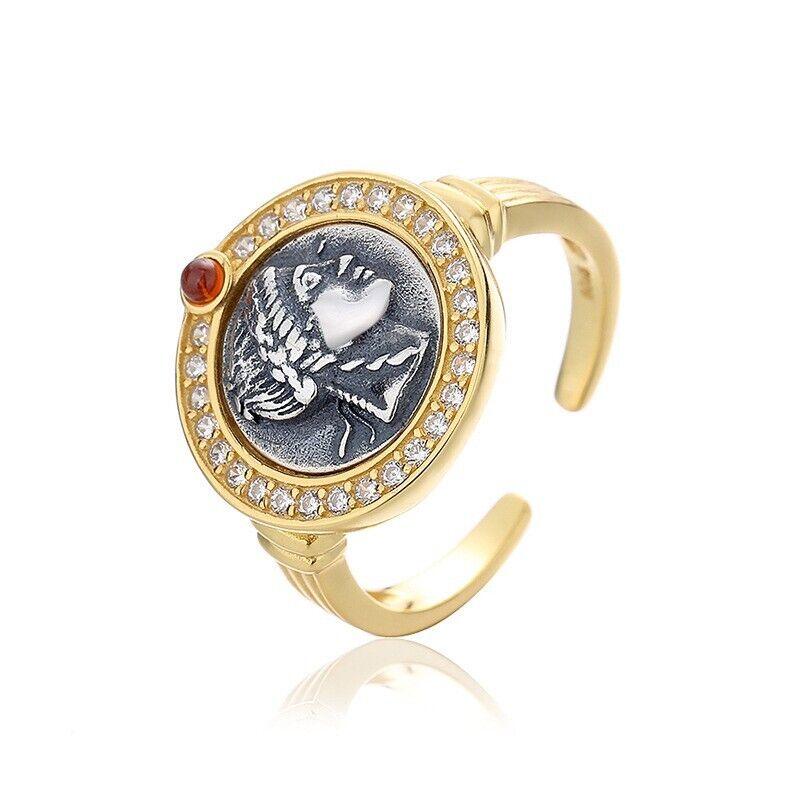 Bague de réplique de pièce de monnaie romaine antique Apollo R1043