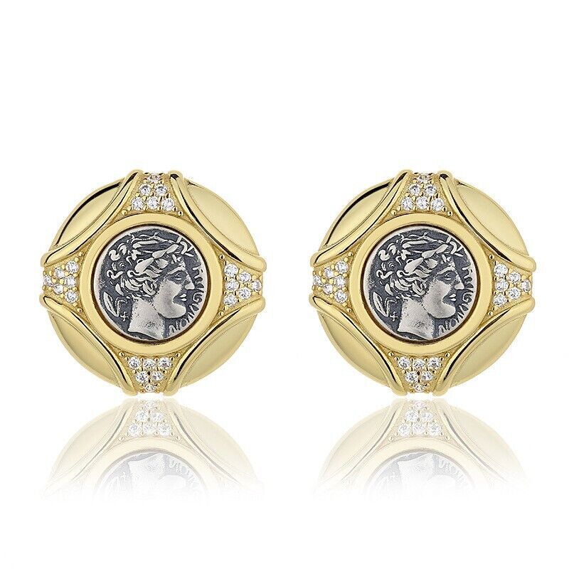 Boucles d'oreilles en pièces de monnaie grecques Apollo E1012