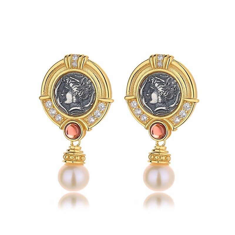 Boucles d'oreilles en pièces de monnaie grecques Arethusa E1079