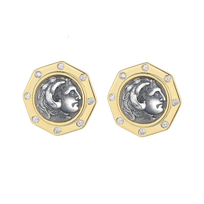 Boucles d'oreilles Hercules en pièces de monnaie grecques E1017