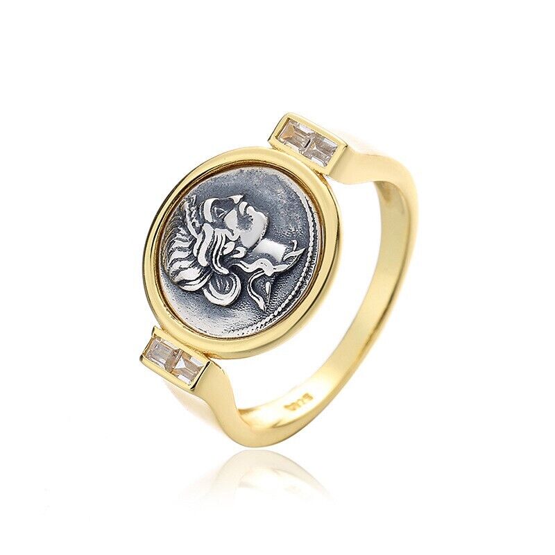 Bague César avec pièce de monnaie romaine R1032