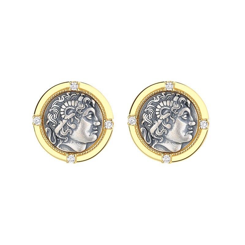 Boucles d'oreilles pièces de monnaie Alexandre Macédoine E1011