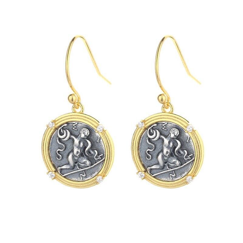 Boucles d'oreilles Hercules en pièces de monnaie grecques E1032