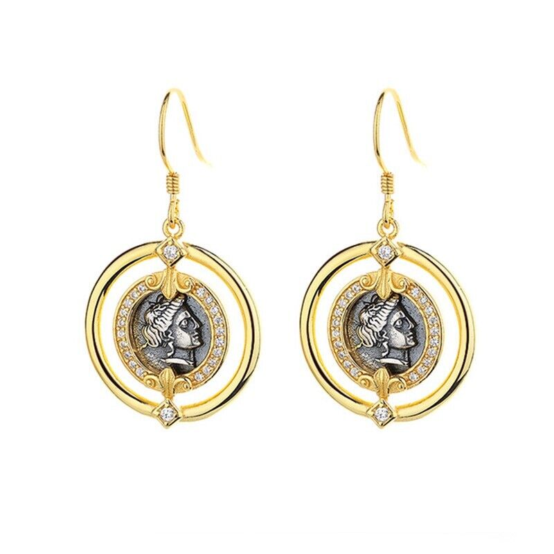 Boucles d'oreilles en pièces de monnaie grecques Héra E1037