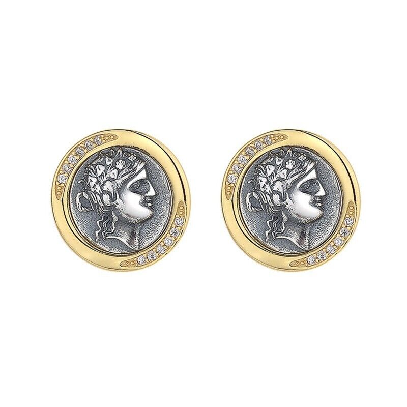 Boucles d'oreilles en pièces de monnaie grecques Dionysos E1065