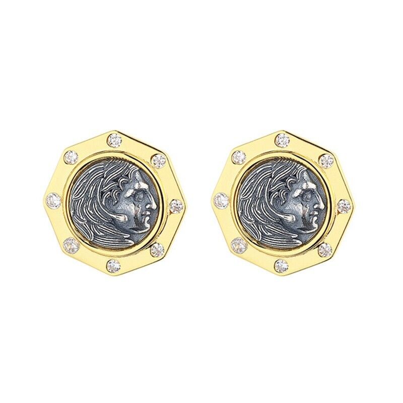 Boucles d’oreilles Hercules en pièces de monnaie grecques E1038