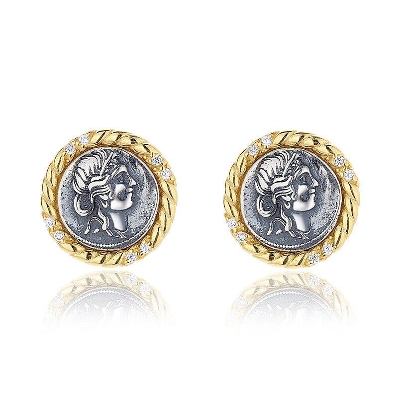 Boucles d'oreilles en pièces de monnaie romaines Jules César E1023