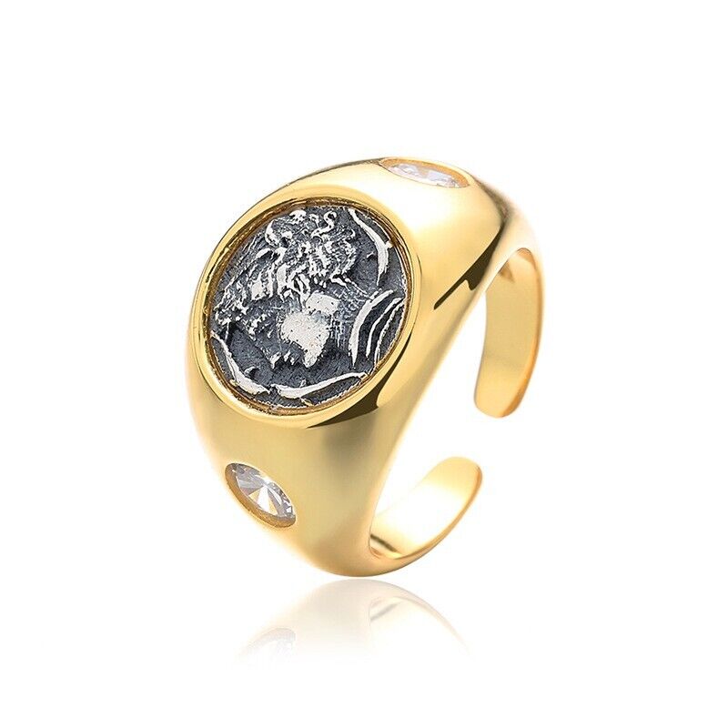 Bague de réplique de pièce de monnaie grecque Arethusa R1025