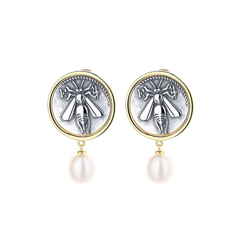 Boucles d'oreilles en pièces de monnaie grecques Ephesus Bee E1039