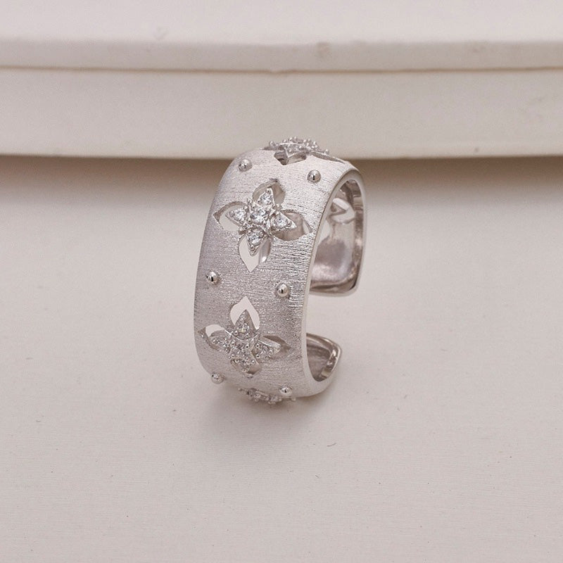 Bague florale trèfles soyeux CZ 5719