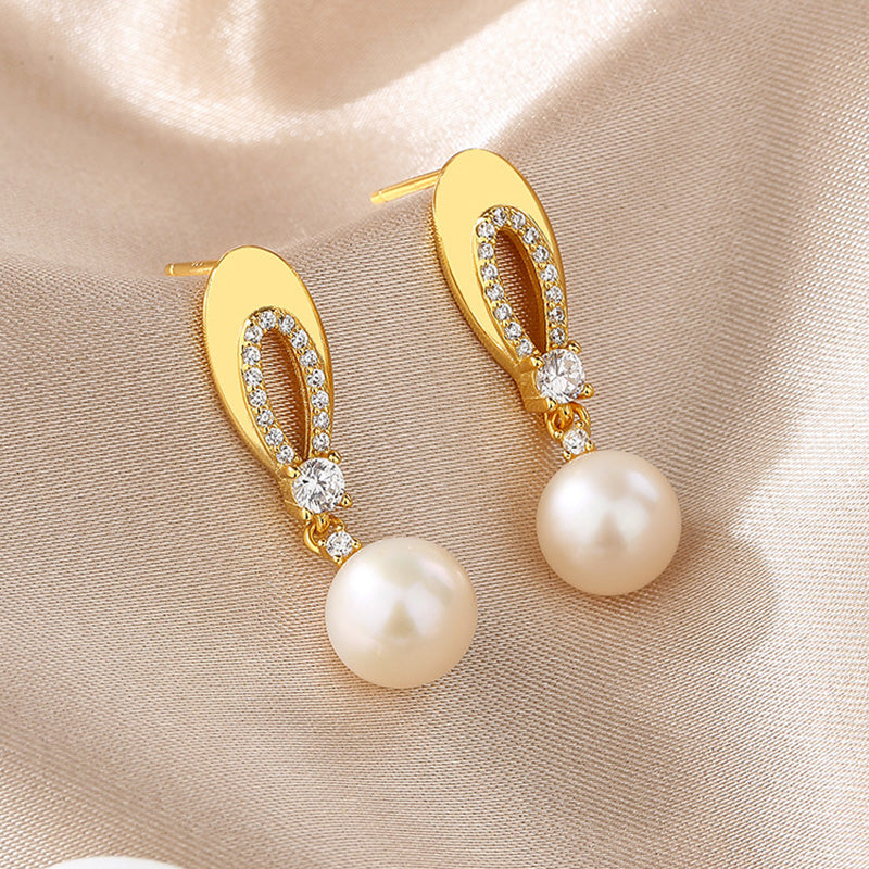 Boucles d'oreilles ovales en perles d'eau douce PE1009