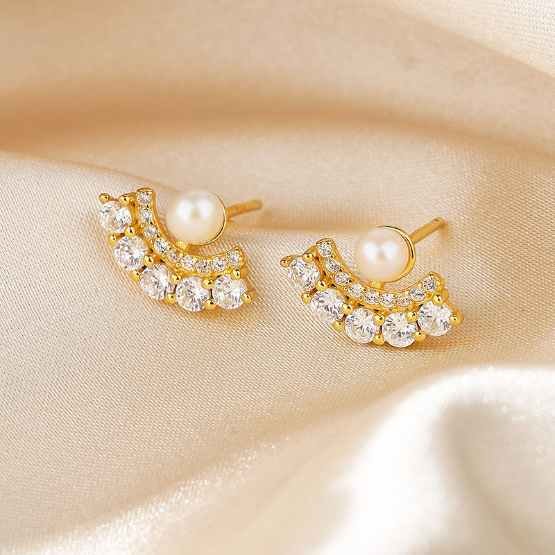 Boucles d'oreilles éventail en perles d'eau douce PE1053