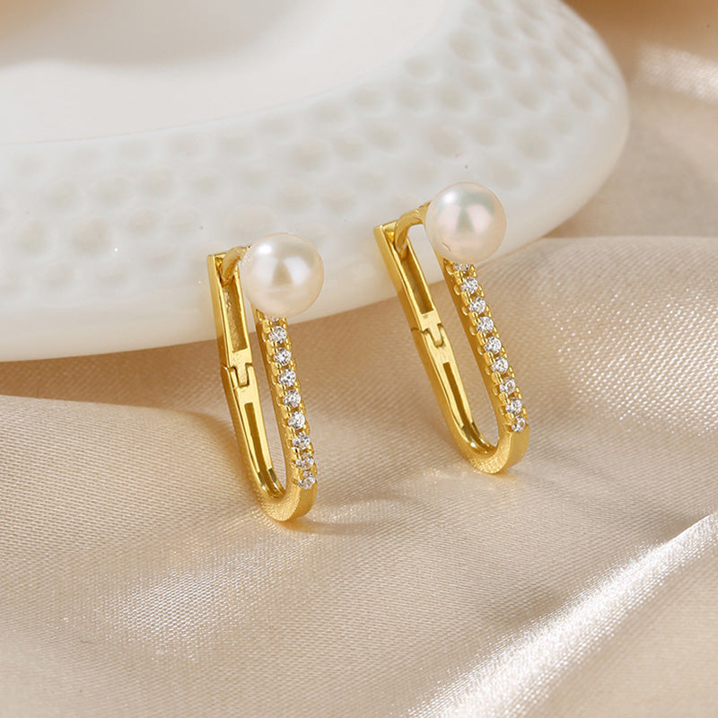 Boucles d'oreilles créoles en perles d'eau douce PE1027