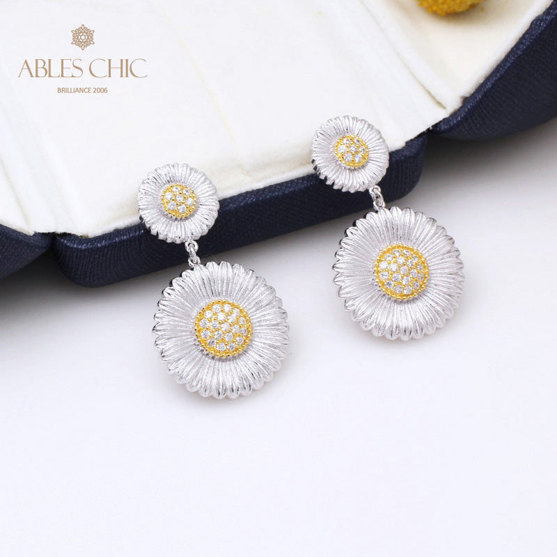 Boucles d'oreilles pendantes marguerite soyeuse 5301