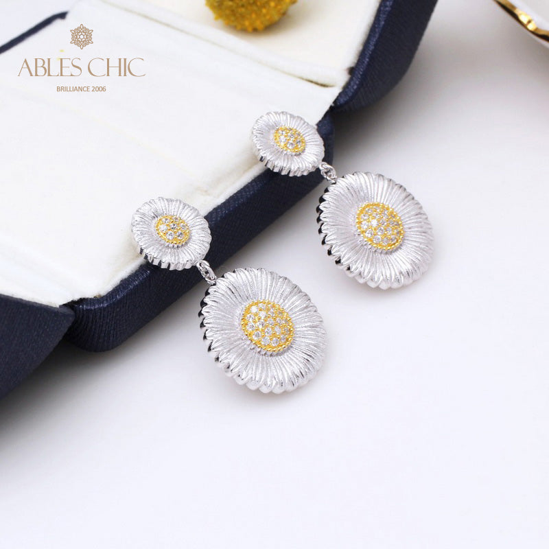 Boucles d'oreilles pendantes marguerite soyeuse 5301