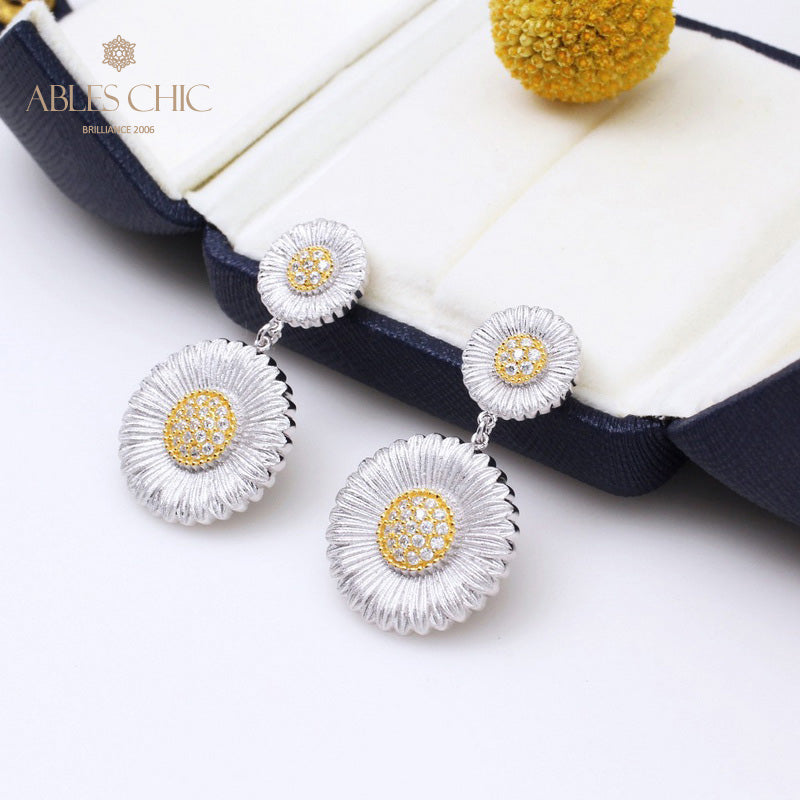 Boucles d'oreilles pendantes marguerite soyeuse 5301