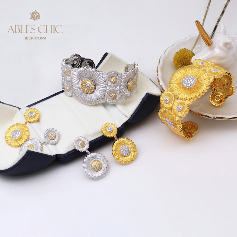 Boucles d'oreilles pendantes marguerite soyeuse 5301