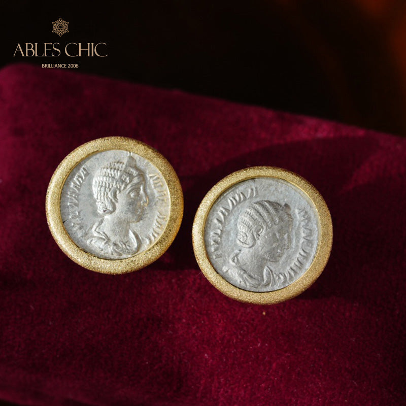 Boucles d’oreilles médaillon déesse byzantine