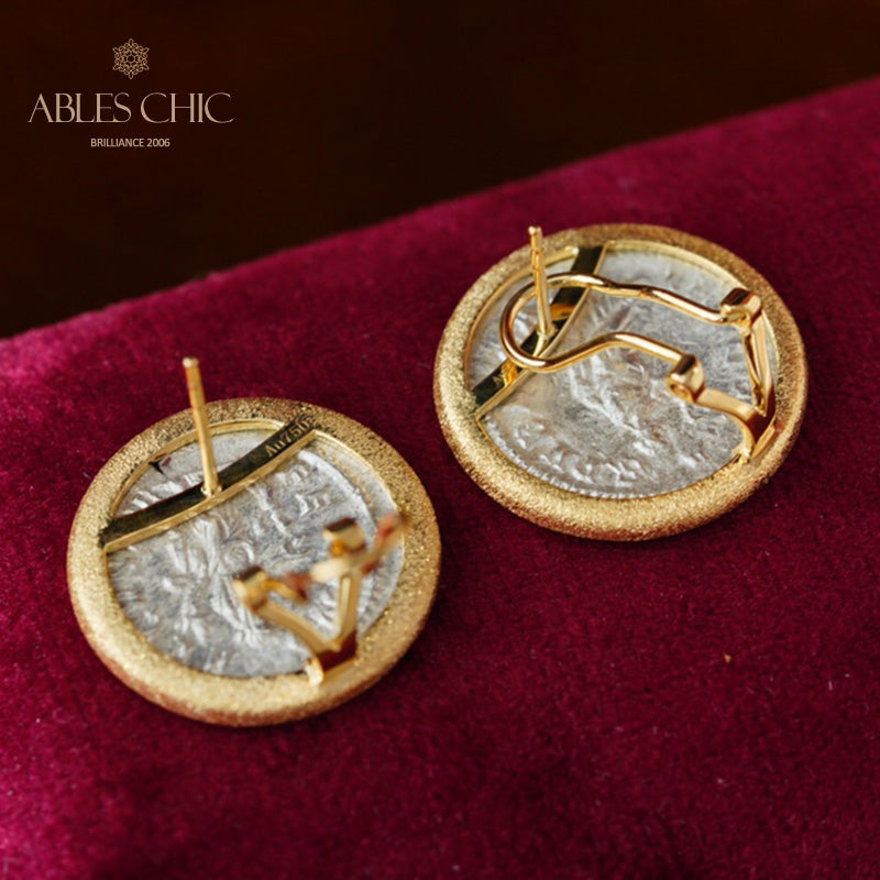 Boucles d’oreilles médaillon déesse byzantine