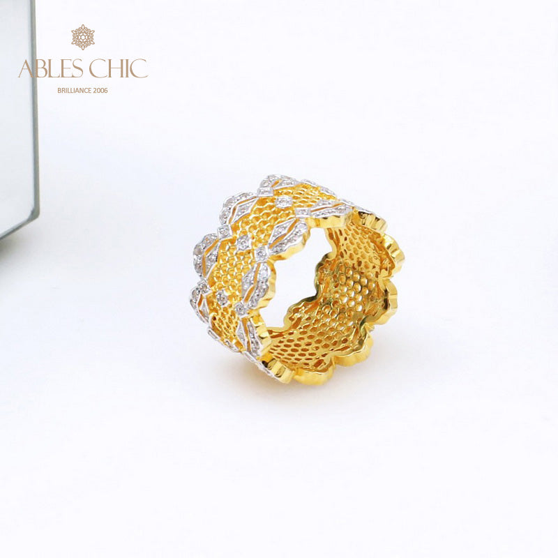 Bague Aérée en Dentelle Pétales de Rose 5447