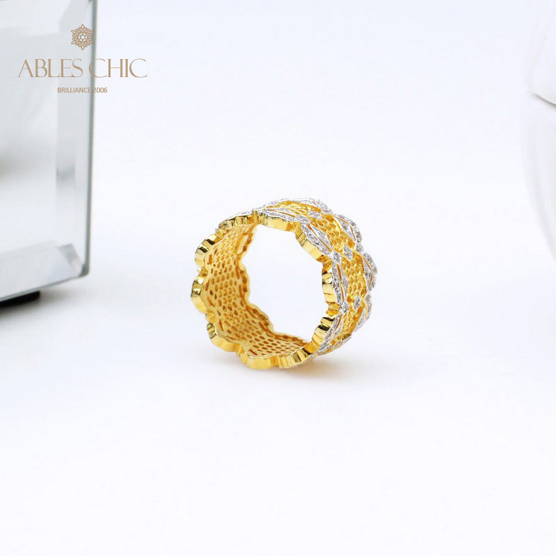 Bague Aérée en Dentelle Pétales de Rose 5447