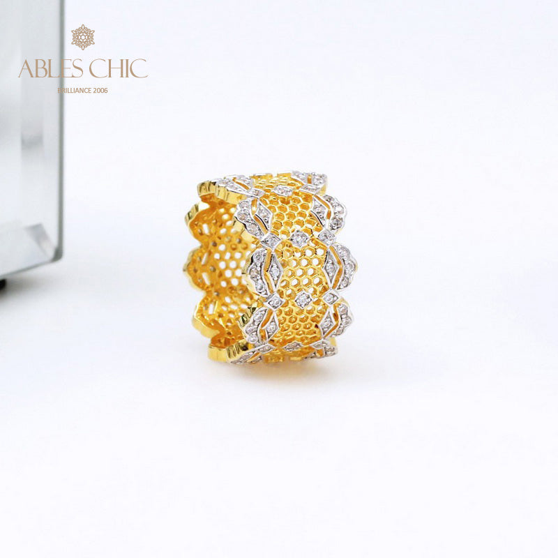 Bague Aérée en Dentelle Pétales de Rose 5447