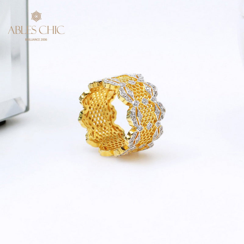 Bague Aérée en Dentelle Pétales de Rose 5447