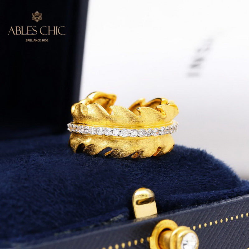 Bague Brossée Motif Feuille 5480