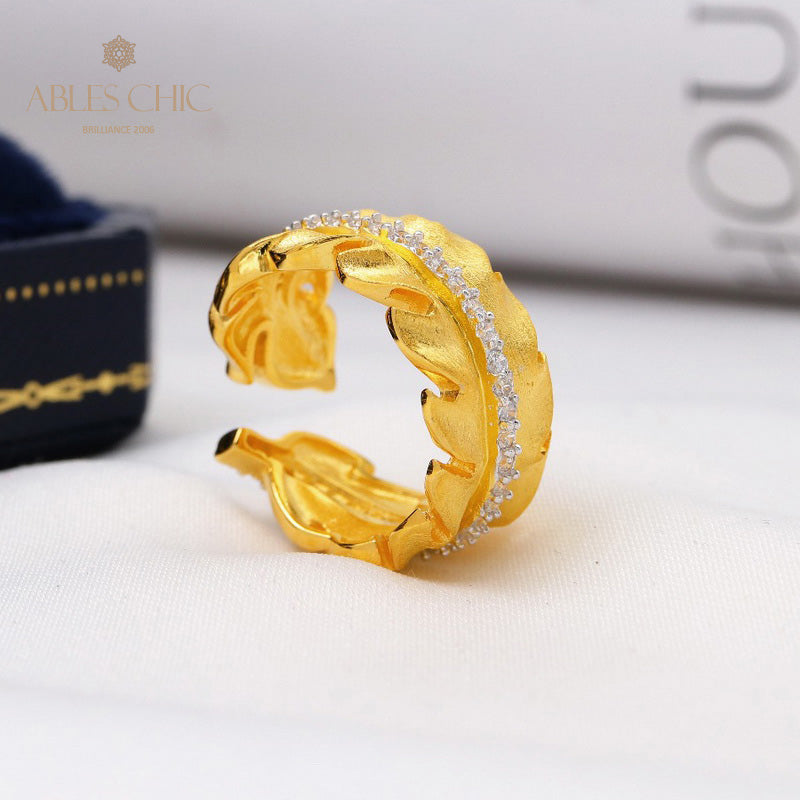 Bague Brossée Motif Feuille 5480