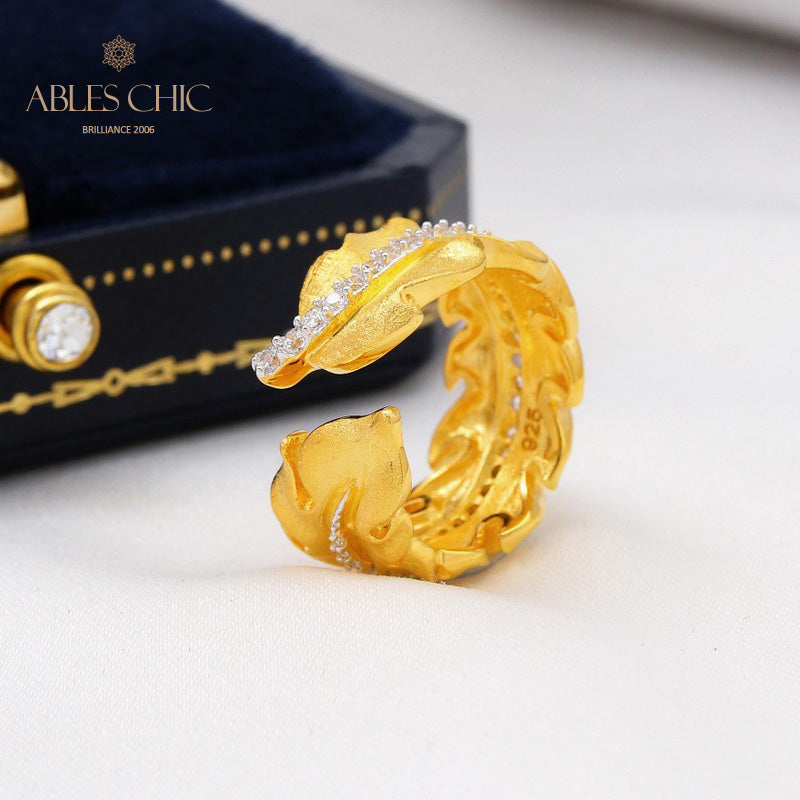 Bague Brossée Motif Feuille 5480