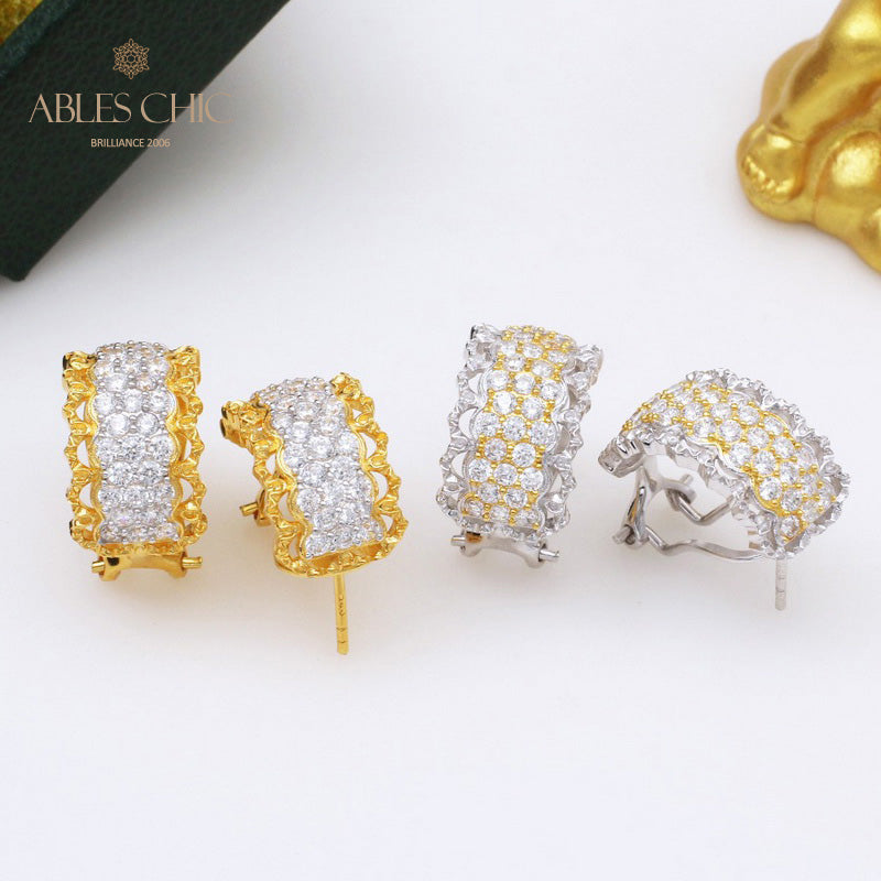 Boucles d'oreilles créoles en filigrane de dentelle 5391