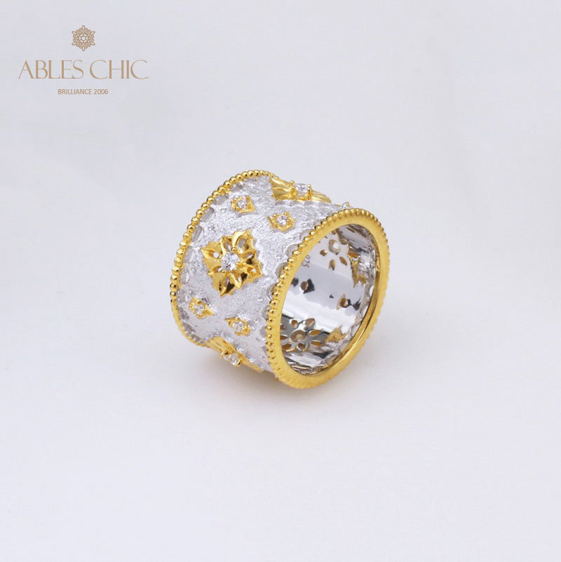 Bague florale riche en étoiles soyeuses 5001