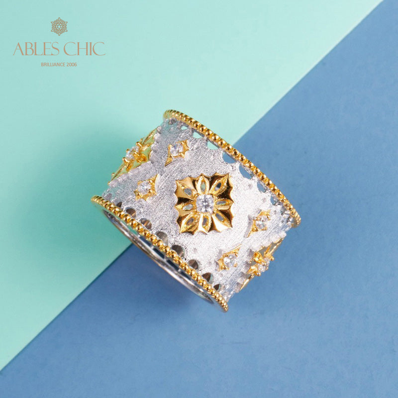 Bague florale riche en étoiles soyeuses 5001