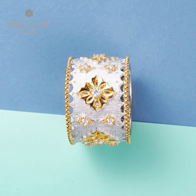 Bague florale riche en étoiles soyeuses 5001