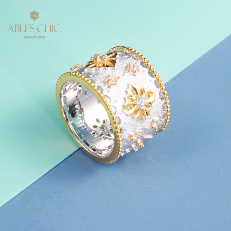 Bague florale riche en étoiles soyeuses 5001