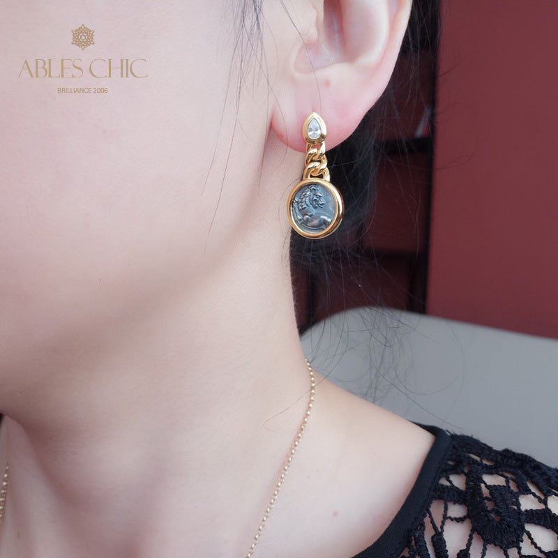 Boucles d'oreilles pièces de lion romaines 5980