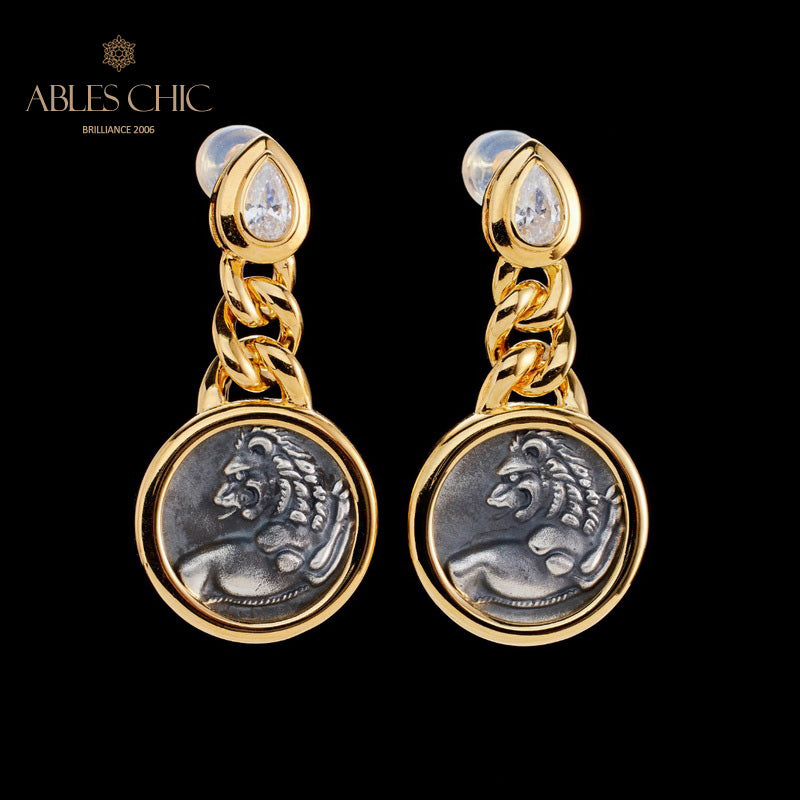 Boucles d'oreilles pièces de lion romaines 5980