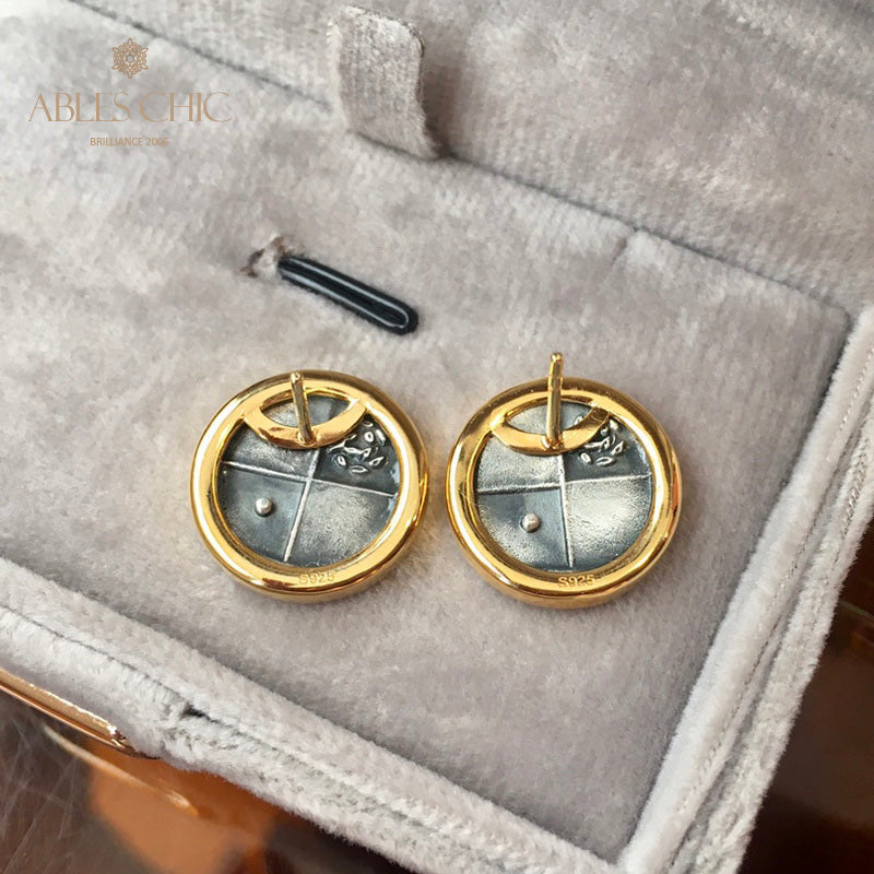 Boucles d'oreilles pièces de monnaie antiques Sculpture de Lion 5981